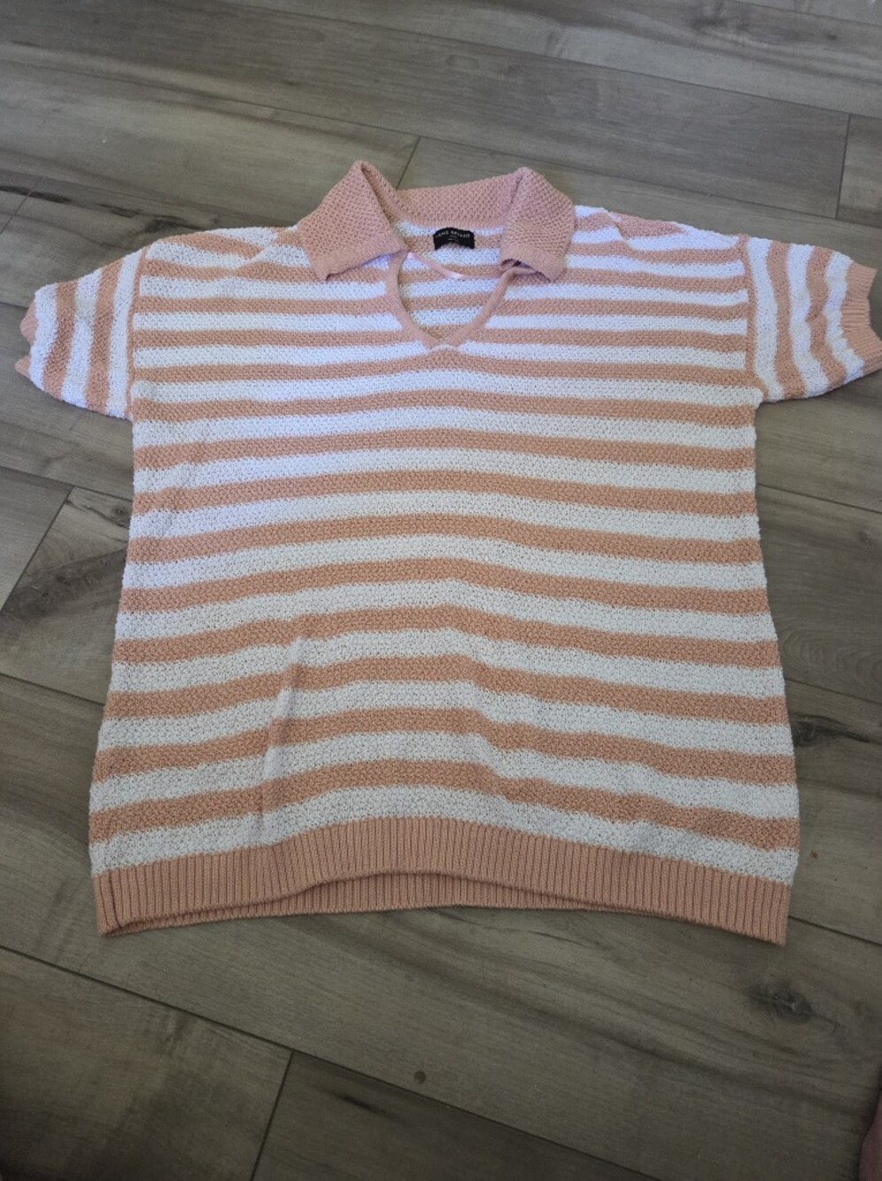 Lane Bryant Striped V‑Neck Collared Sweater